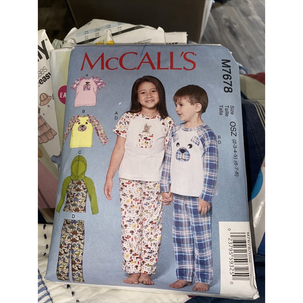 McCalls M7678 Kids Pajama Sewing Pattern Size 2-8 Cut Complete